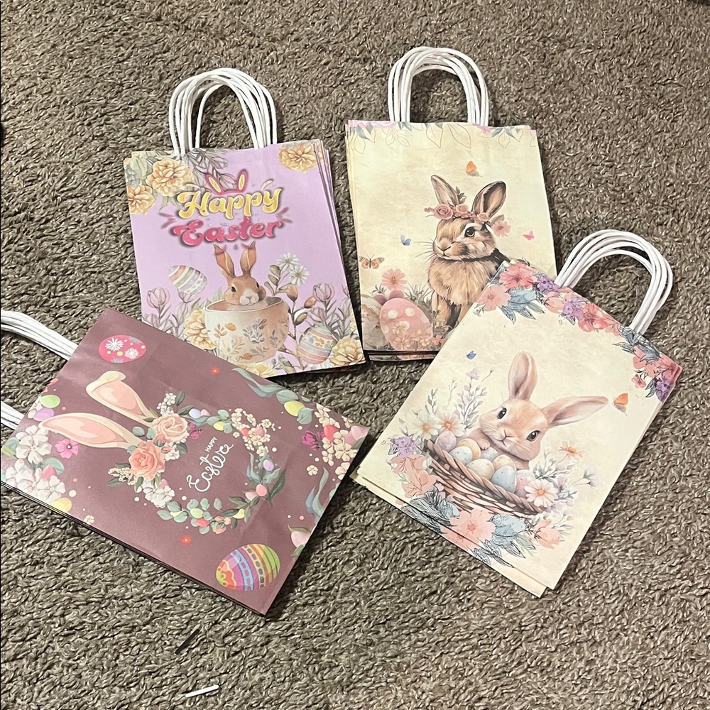 Easter Bunny Gift Bags Set - Pastel Floral Designs
